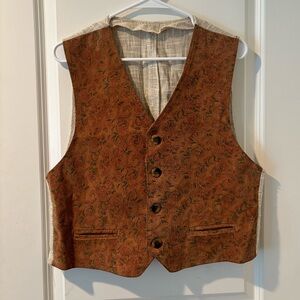 Vintage Brown Patterned Suede Vest